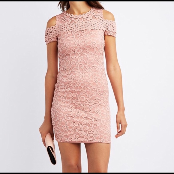 Floral lace bodycon cold shoulder dress medium NEW - Picture 4 of 4